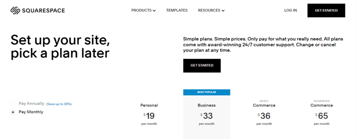 Squarespace pricing