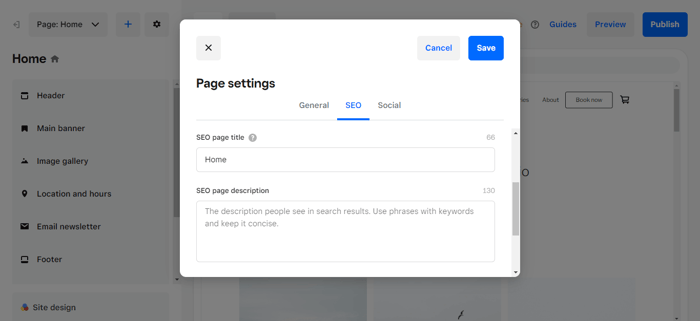 Square online website builder SEO tools