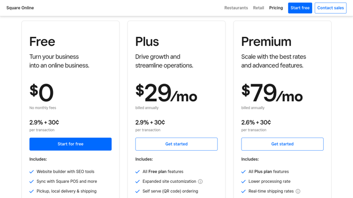 Square pricing