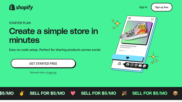 Shopify starter plan