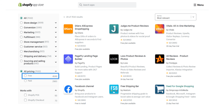 Shopify app store free integrations