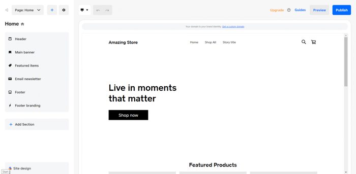 Square online builder edit section