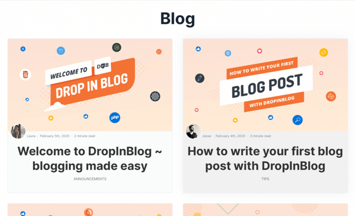 Demo of the final blog page