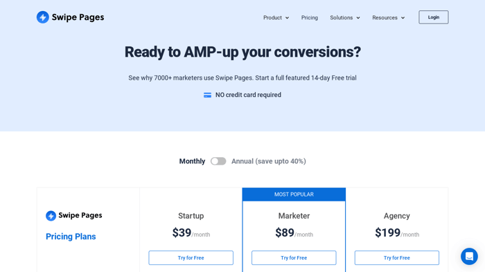 Swipe Pages vs Leadpages: Swipe Pages pricing