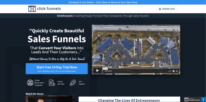 ClickFunnels home page