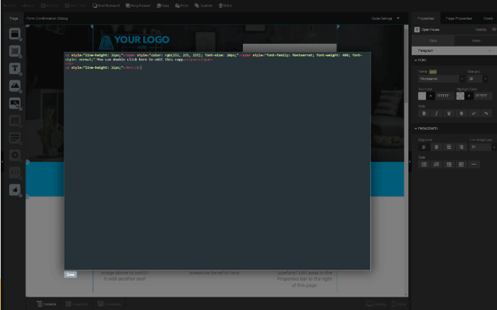 Unbounce code editor