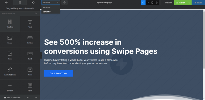 Swipe Pages editor