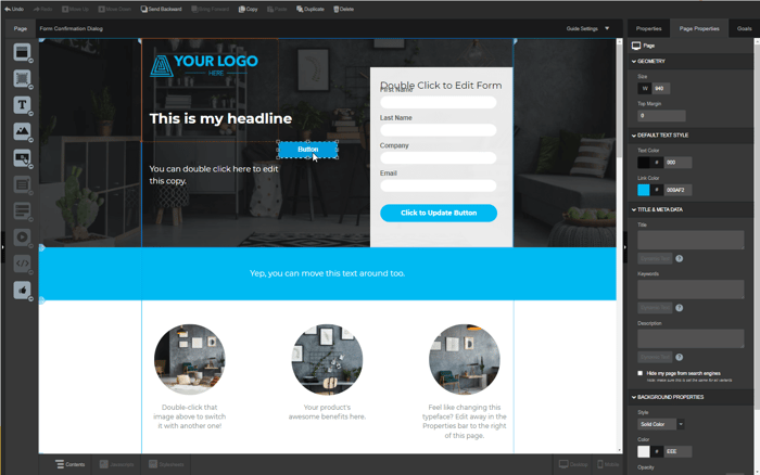 Unbounce editor