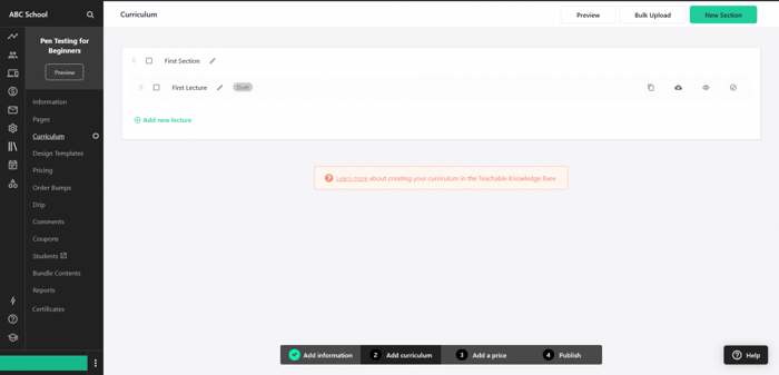 Teachable review: creating a course