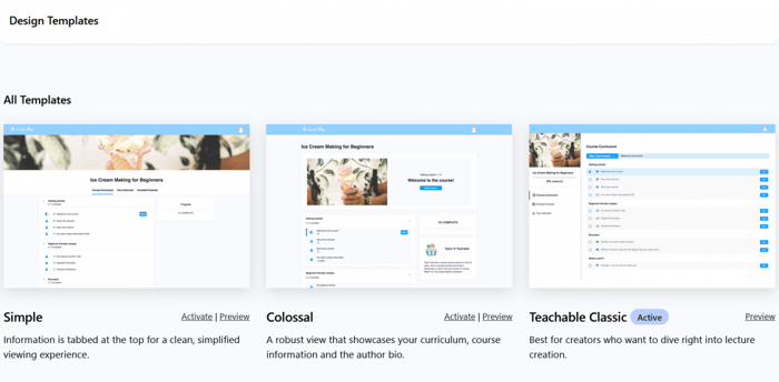 Teachable design templates