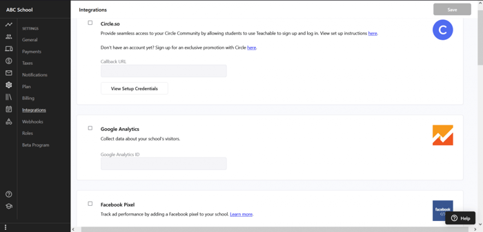 Teachable integrations