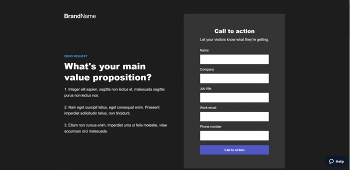 Instapage template demo request 1