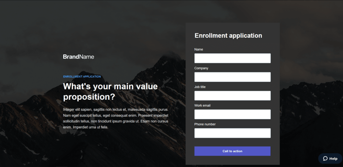 Instapage template enrollment application 4