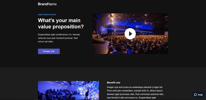 Instapage template event registration 1