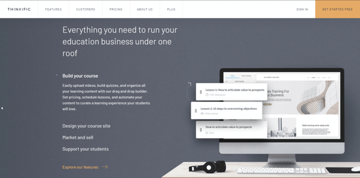  Thinkific review: Thinkific home page