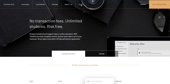 Thinkific review: no transaction fees