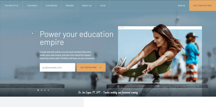 Thinkific vs Kajabi: Thinkific home page