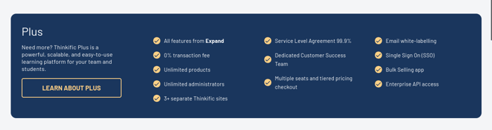Thinkific vs Teachable: Thinkific Plus add on