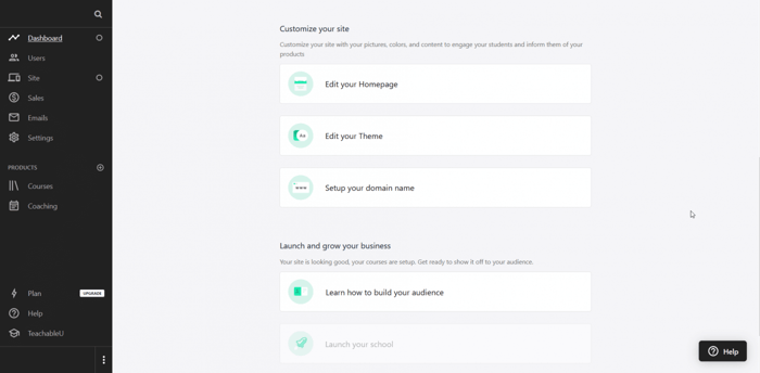 Teachable dashboard