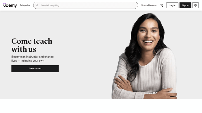 Thinkific vs Udemy: Udemy homepage