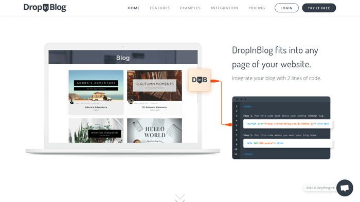 DropInBlog integrates easily