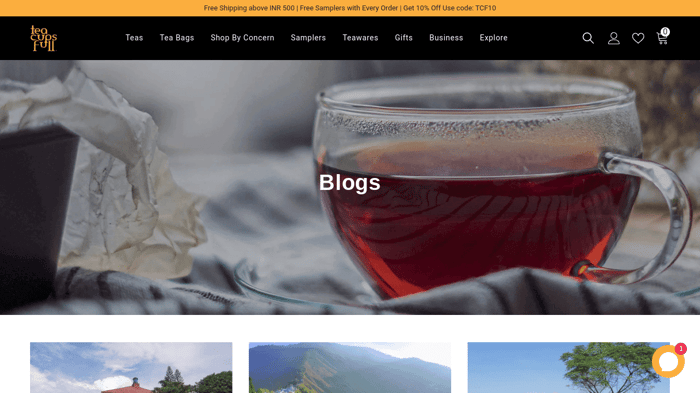 Tips for starting a business blog: Tea Cups Full ecommerce blog