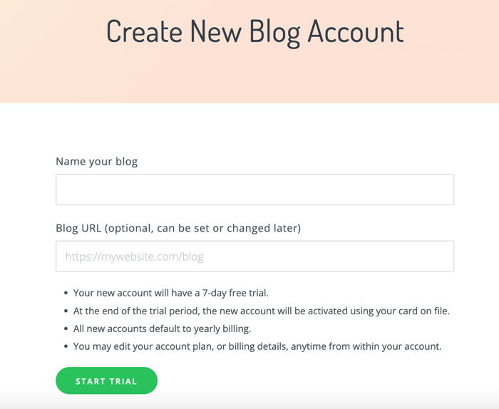 Unified Login - Create New Blog Account