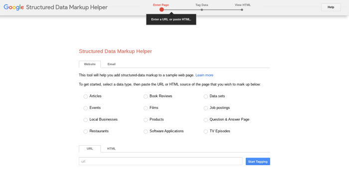 Google structured data markup helper