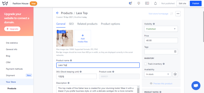 Weblium Review online store