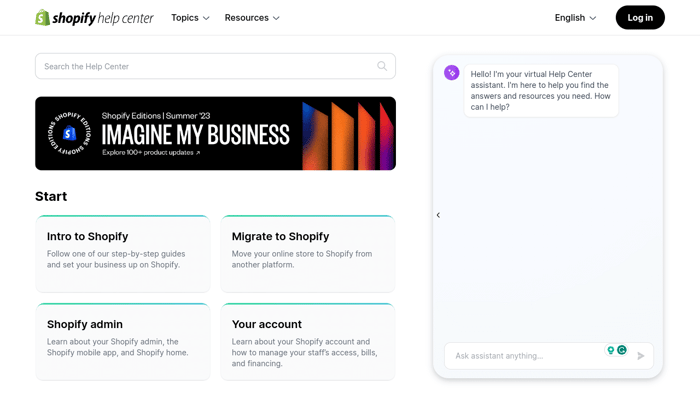 Shopify help center
