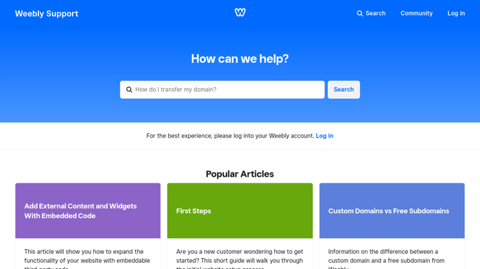 Weebly customer support