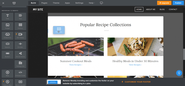 Weebly vs Wix: Weebly editor drag and drop
