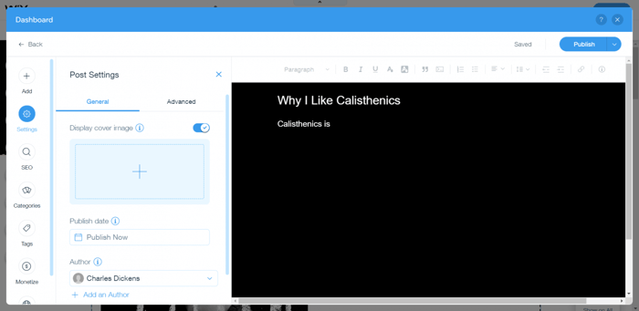 Wix blogging