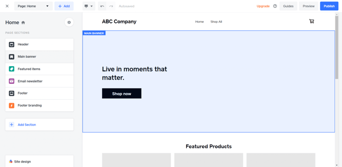 Weebly store editor
