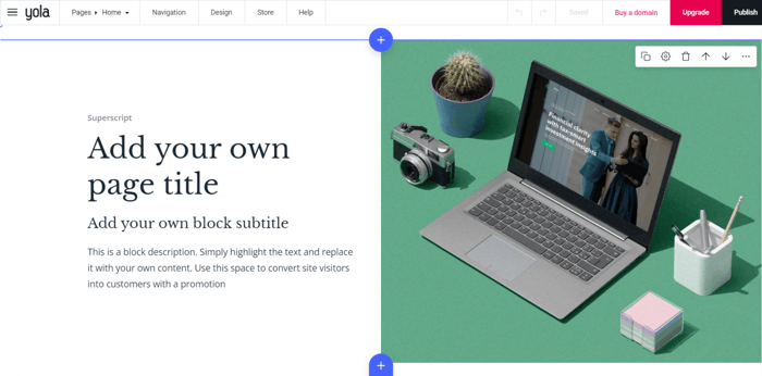 Yola site editor