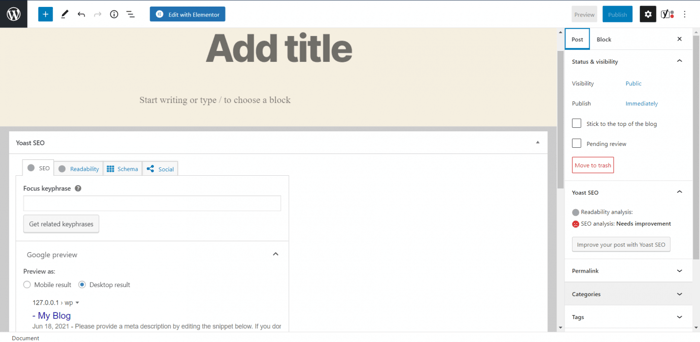 WordPress blog publishing