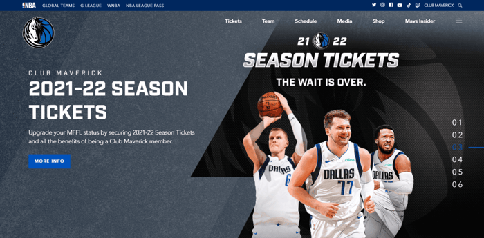 WordPress showcase Dallas Mavericks