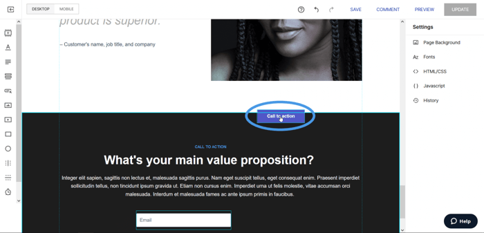 Instapage free form editor