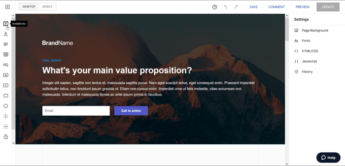 Instapage page builder