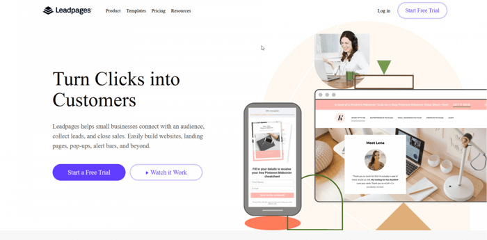 What is Leadpages: Leadpages home page