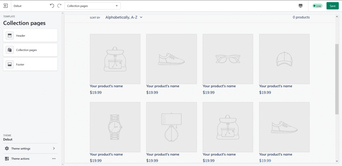 Shopify Review: Editor products page