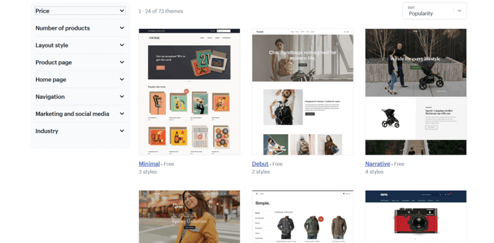 Shopify Review: templates