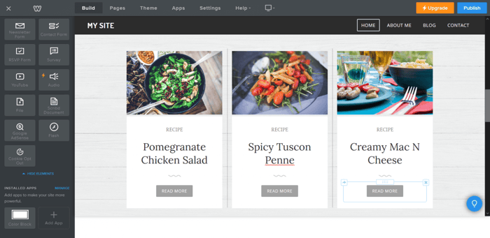 Weebly editor drag and drop