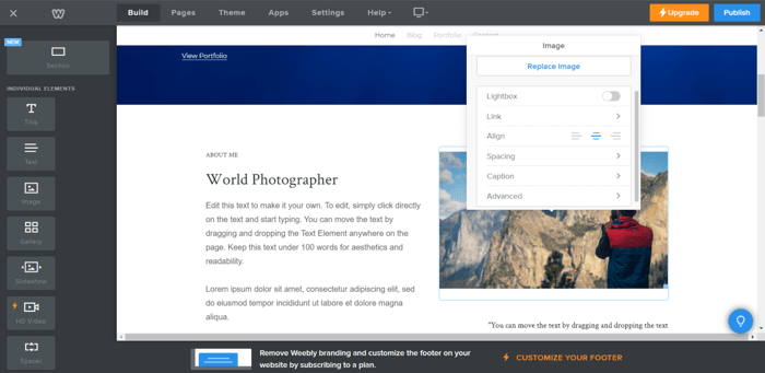 Weebly editor customization