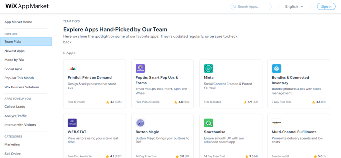 Wix app market - Wix vs Squarespace