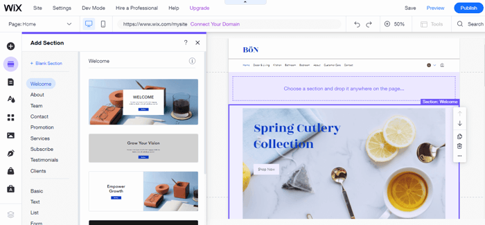 Wix advanced editor