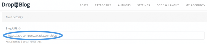 DropInBlog settings