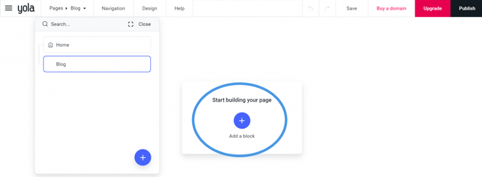 How to create a blog on Yola: build block page