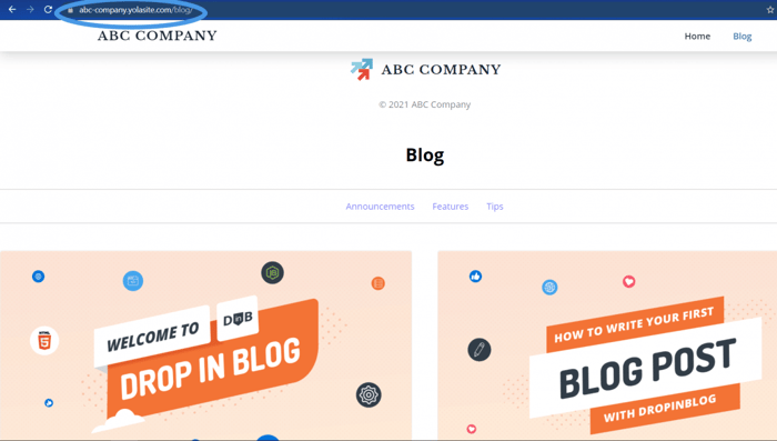 Yola published blog link