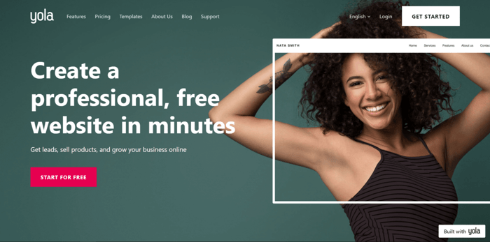 Yola vs WordPress: Yola home page